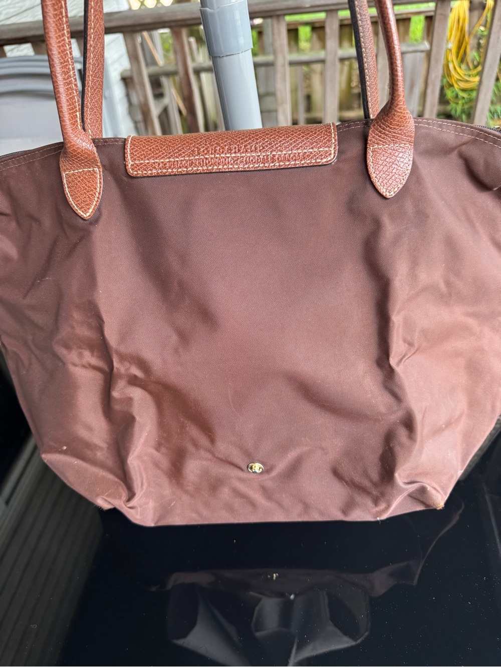 Longchamp Brown Nylon Tote with Tan Leather Trim medium - Picture 2 of 5